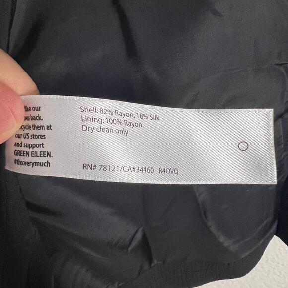 Eileen Fisher Black Silk Blend Crinkled Double Breasted Blazer Jacket 1X - Picture 7 of 8